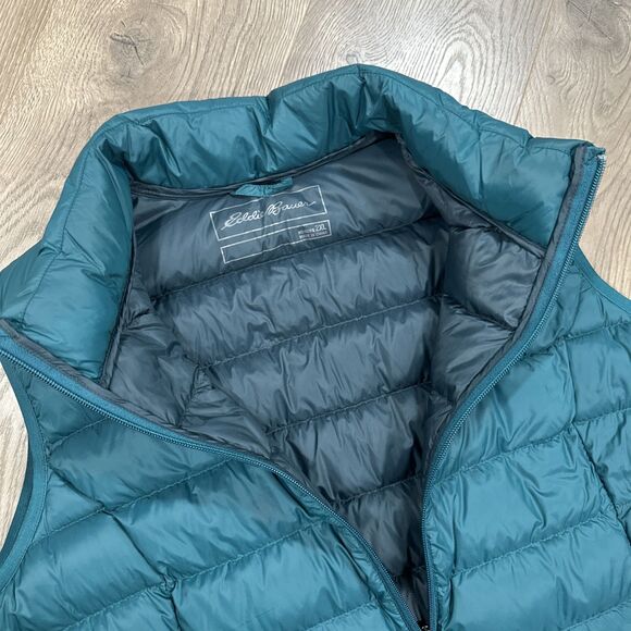 Eddie Bauer Vest Womens 2XL XXL Green Turquoise EB 650 Down Puffer Full Zip Up - Picture 5 of 8